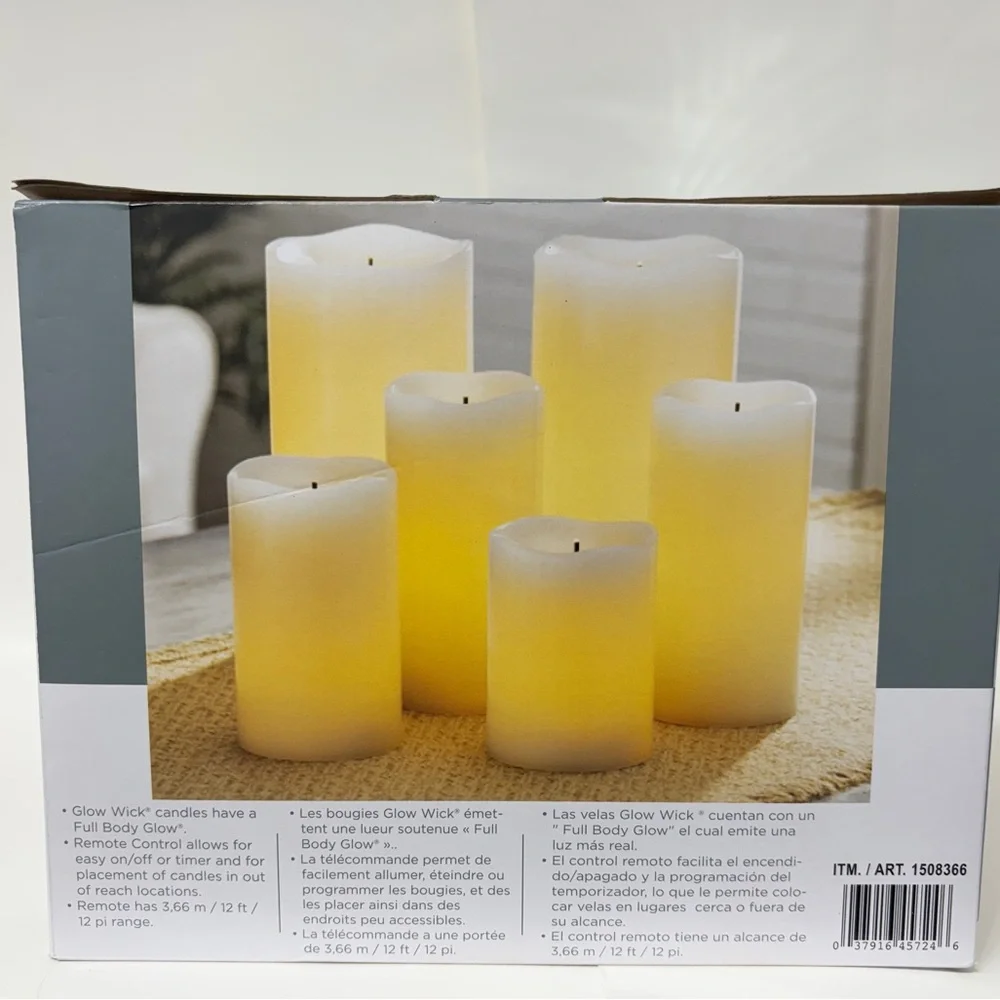 6x Flameless Real Wax Candles Battery Operated with Remote Control - Glow Wick - Picture 5 of 9